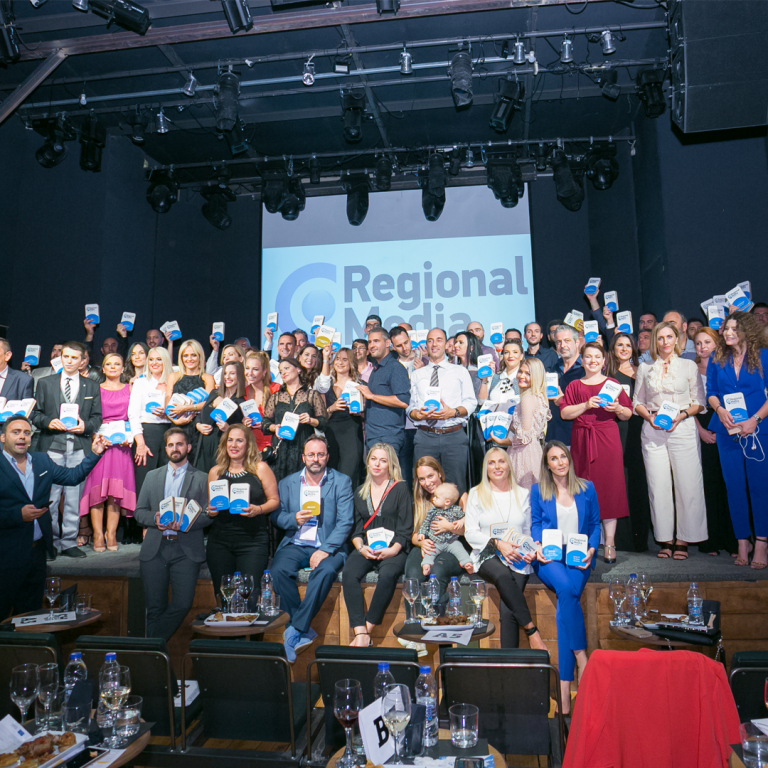 Photo with every participant of the Regional Media Awards.